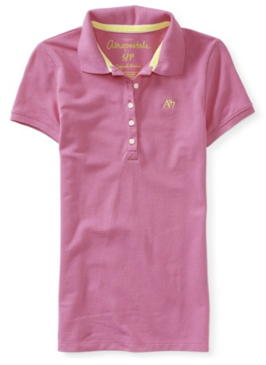AEROPOSTALE WOMENS SOLID A87 POLO 5 BUTTON PIQUE STRETCH SCHOOL UNIFORM
